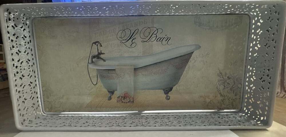 Le Bain French Bathtub Decorative Metal Tray White